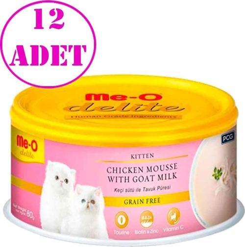 Meo Delite Keçi Sütlü Tavuk Etli Tahılsız Ezme Yavru Kedi Konservesi 80 Gr 12 AD