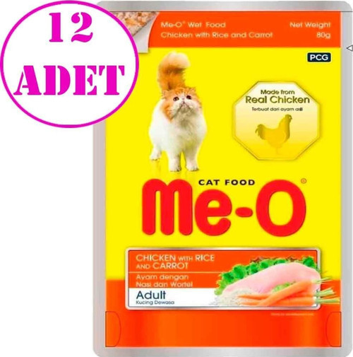 Meo Kedi Konservesi Tavuklu Pirinçli ve Havuçlu 80 Gr 12 AD
