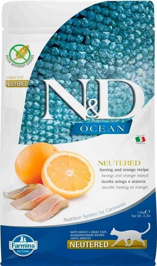 ND Ocean Tahılsız Kısır Kedi Maması Ringa Balığı Ve Portakallı 300 GR