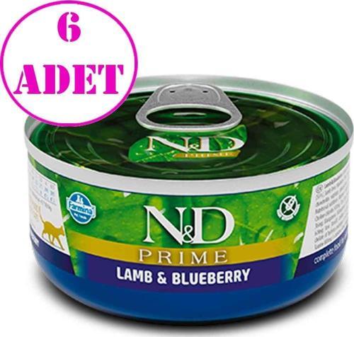ND Prime Tahılsız Kuzulu Yaban Mersinli Kedi Konservesi 70 Gr 6 AD