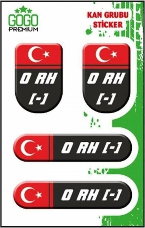 Kan Grubu Siyah Dörtlü Damla Etiket Iıı 0 Rh(-)