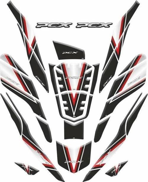 Tank Pad 26 Parça Beyaz-kırmızı Set-003 Honda Pcx 2021-2023