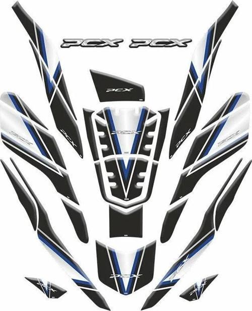 Tank Pad Set 010 Siyah-mavi-beyaz Honda Pcx 125 2021-2024
