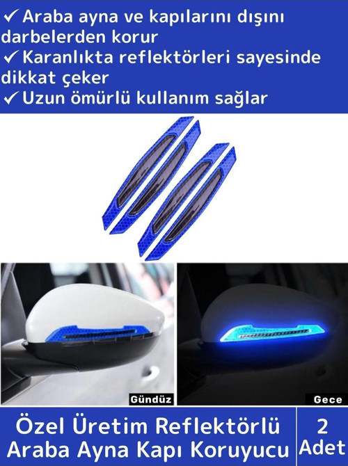 Özel Üretim Yüksek Kaliteli Oto Araç Otomobil Ayna Kapı Koruyucu Reflektörlü Şerit 2 Adet