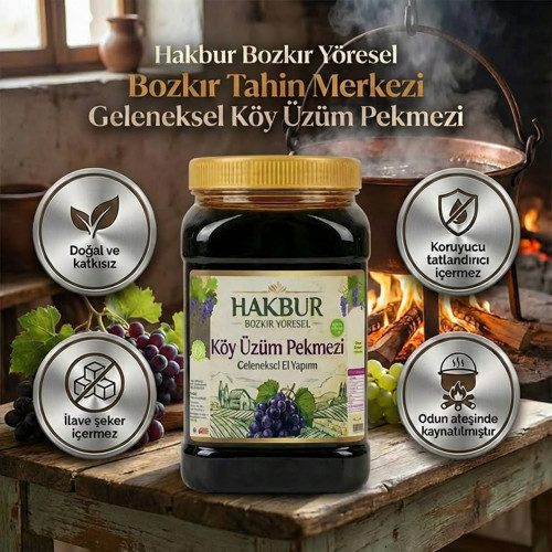 Tahin Merkezi Üzüm Köy Pekmezi 950 Gr (Doğal&Katkısız)
