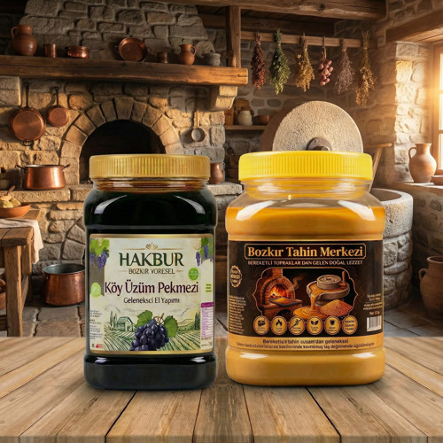 Tahin Merkezi Yerli Altın Susam Tahini 935 Gr & Köy Üzüm Pekmezi 950 Gr (Doğal& Katkısız)