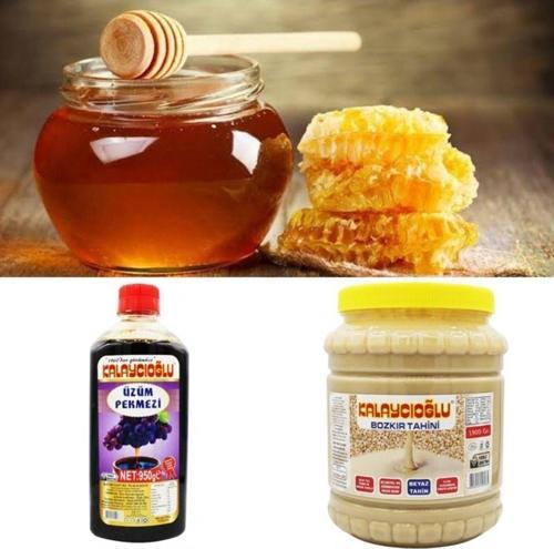 Bozkır Tahin Merkezi Beyaz Tahin 1900 Gr - Yayla Süzme Bal 1 Kg- Üzüm Pekmezi 950 Gr