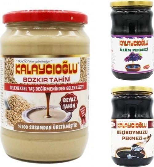 Bozkır Tahin Merkezi Beyaz Tahin Cam 700 Gr - Keçiboynuz Pekmezi Cam 800 Gr - Üzüm Pekmezi Cam 800Gr (Organık Set)