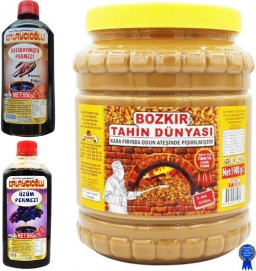 Bozkır Tahin Merkezi Çifte Kavrulmuş Tahin (Kepeksiz) 1900Gr - Üzüm Pekmezi Ve Keçiboynuz (Harnup) Pekmezi 950Gr