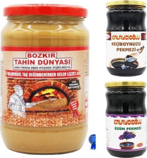 Bozkır Tahin Merkezi Çifte Kavrulmuş Tahin Cam 700 Gr - Keçiboynuz Pekmezi Cam 800 Gr - Üzüm Pekmezi Cam 800Gr