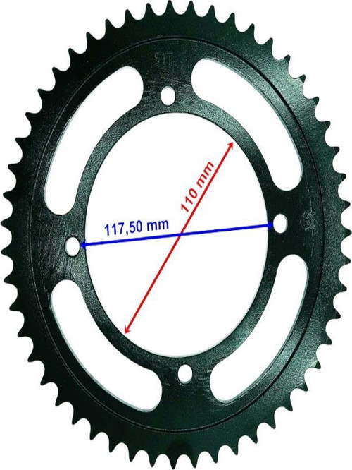 Kawasaki Uyumlu Klx 150 Arka Dişli 428-51T İç 110 Mm 4 Delikli Ind Öm