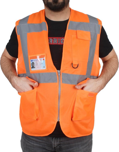 Yelek Cepli Reflektörlü Turuncu L