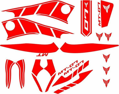Mt07 2014 - 2017 Uyumlu Kırmızı Sticker Set