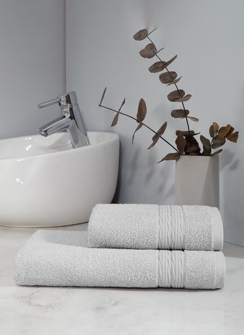Silky Touch Triline Gri 2'li Banyo Havlu Seti