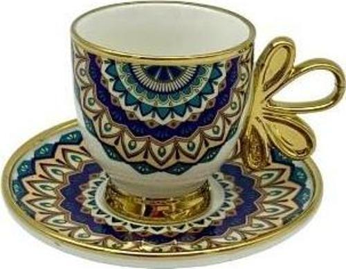 Royking Kante 6lı Kahve Fincan Takımı LACİVERT-SARI BKY 003