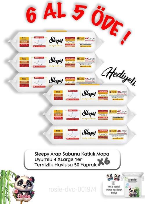 Arap Sabunu Katkılı Mopa Uyumlu 4 XLarge Yer Temizlik Havlusu 50' li  6 Al 5 Öde ve Rosie pamuk