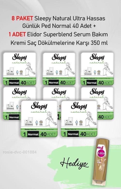 Natural Günlük Ped Normal 40 Adet X 8 ve Elidor 350 ml