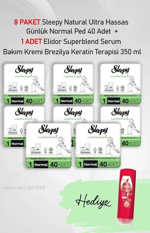 Natural Günlük Ped Normal 40 Adet X8 ve Hediye Elidor Keratin 350 ml
