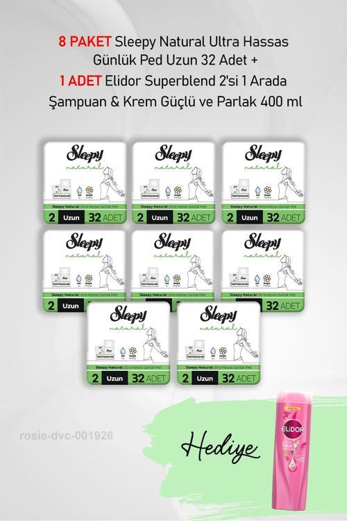 Natural Günlük Ped Uzun 32 Adet X8 ve Elidor 2'si 1 Arada Güçlü ve Parlak 400 ml