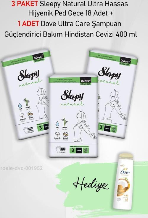 Natural Hijyenik Ped Gece 18 Adet X3 ve Dove Hindistan Cevizi 400 ml