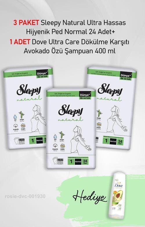 Natural Hijyenik Ped Normal 24 Adet X 3 ve Dove Avokado Özü 400 ml