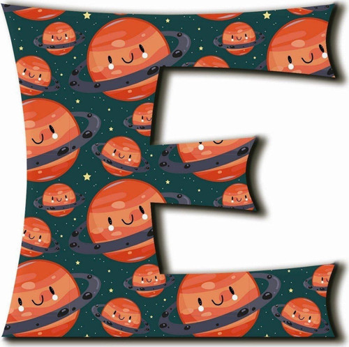 E Harfli Kawaii Gezegen Desenli Magnet
