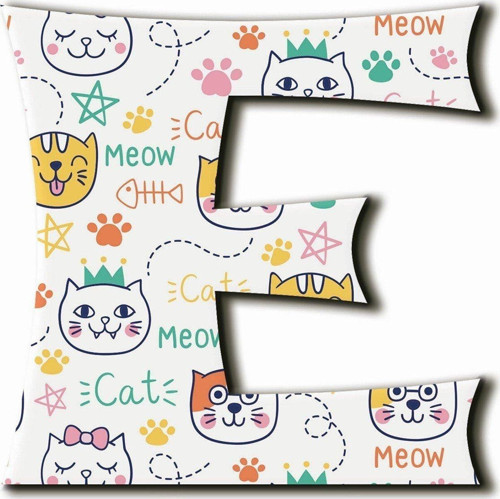 E Harfli Kedi Desenli Magnet