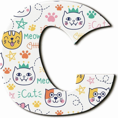 C Harfli Kedi Desenli Magnet