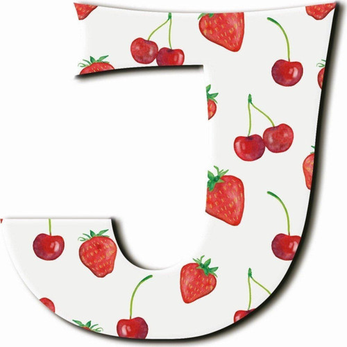 J Harfli Çilek Desenli Magnet