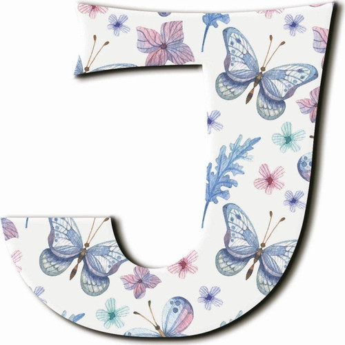 J Harfli Kelebek Desenli Magnet