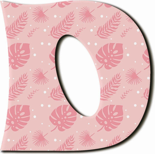 D Harfli Pembe Yaprak Desenli Magnet