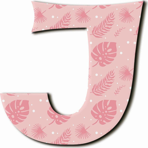 J Harfli Pembe Yaprak Desenli Magnet