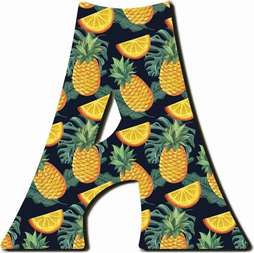 A Harfli Ananas Ve Portakal Desenli Magnet