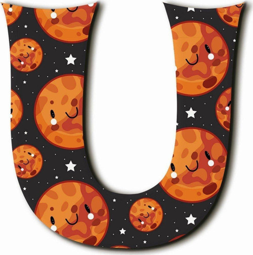 U Harfli Kawaii Gezegen Desenli Magnet