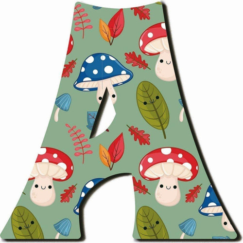 A Harfli Kawaii Mantar Desenli Magnet