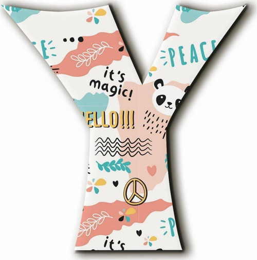 Y Harfli Peace Panda Desenli Magnet