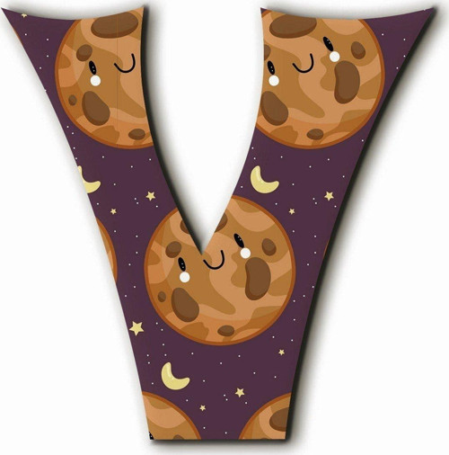 V Harfli Kawaii Gezegen Desenli Magnet