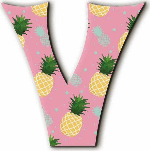 V Harfli Ananas Desenli Magnet