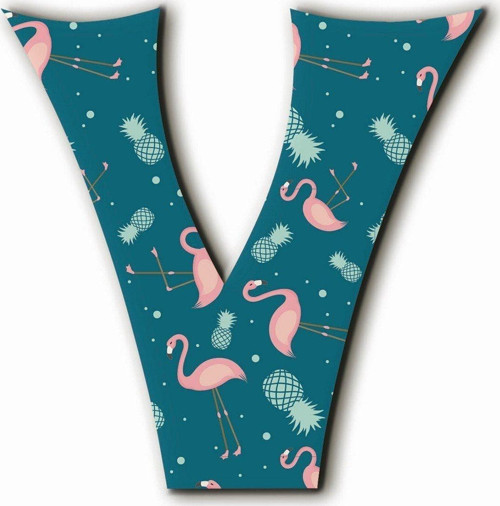 V Harfli Flamingo Desenli Magnet
