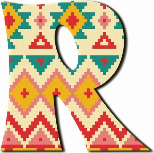 R Harfli Aztek Desenli Magnet