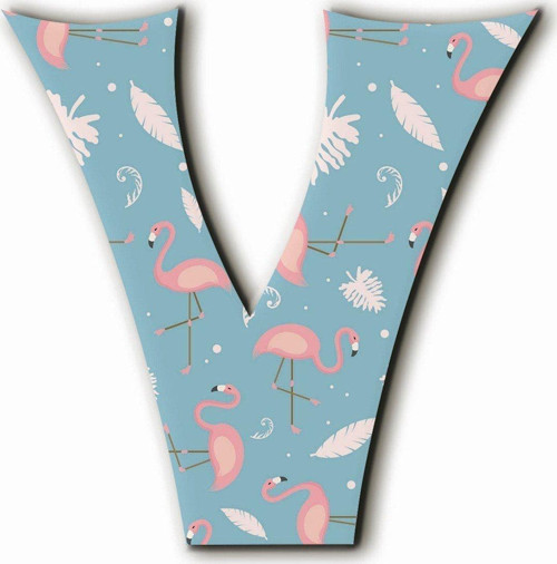 V Harfli Flamingo Desenli Magnet