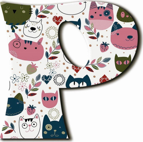 P Harfli Kedi Desenli Magnet