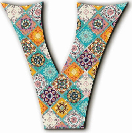 V Harfli Etnik Desenli Magnet