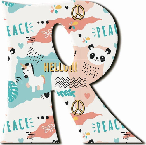 R Harfli Peace Panda Desenli Magnet