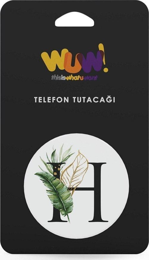 Tropikal H Harf Desenli Damla Etiketli Popsoket Telefon Tablet Tutucu Standı