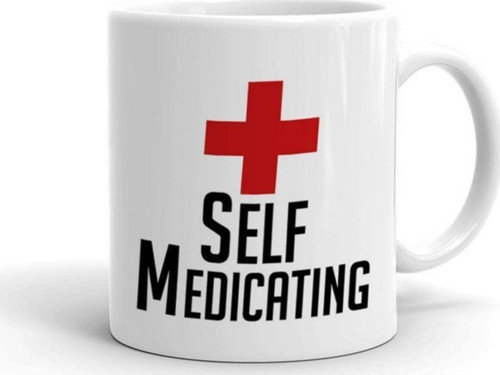 Self Medicating Beyaz Seramik Kupa