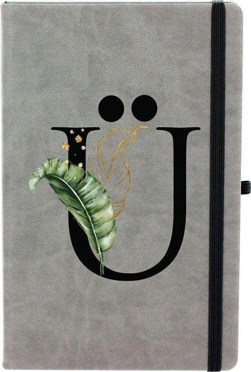 Tropik Ü Harfi Çizgili 13X21 Termo Deri Lastikli Gri Tarihli Çizgili Defter