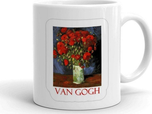 Vase With Red Poppies By Van Gogh Beyaz Seramik Kupa