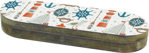 Marine Deniz Feneri Desenli Ahşap Kalem Kutusu