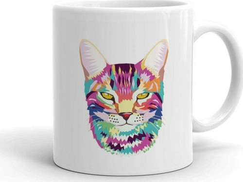 Desenli Kedi Seramik Kupa